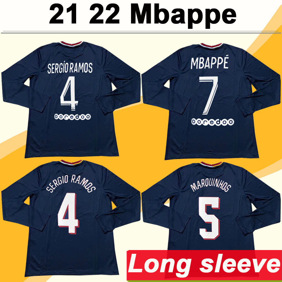 

21 22 MBAPPE ICARDI Long Sleeve Mens Soccer Jerseys DI MARIA KIMPEMBE Home Football Shirts New DRAXLER VERRATTI Adult Uniforms, Cx636 2021 home ligu. 1 patch