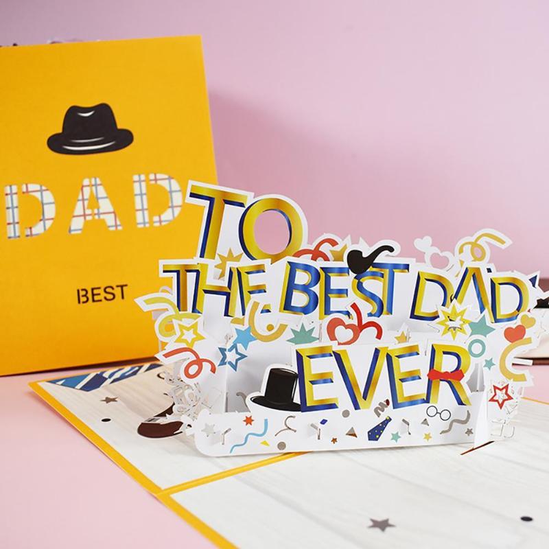

Greeting Card Creative 3D Paper Foldable Blessing Postcard For Father's Day Cards