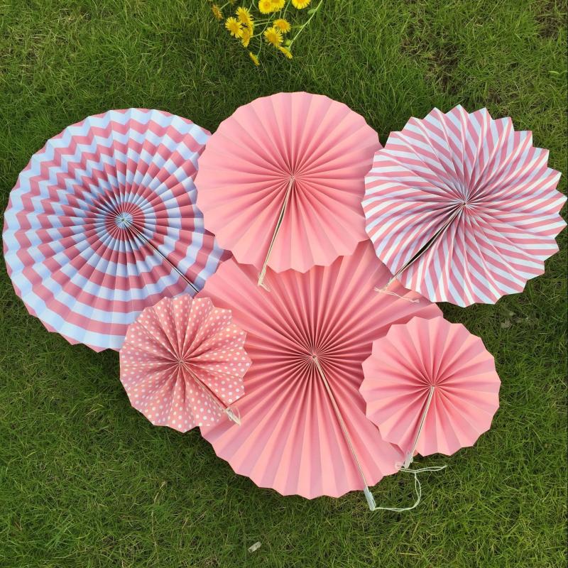 

Set Of 6 Colorful Paper Fans Round Wheel Pattern Fiesta Design For Parties, Birthdays, Barbecues, Holidays Decorative Flowers & Wreaths