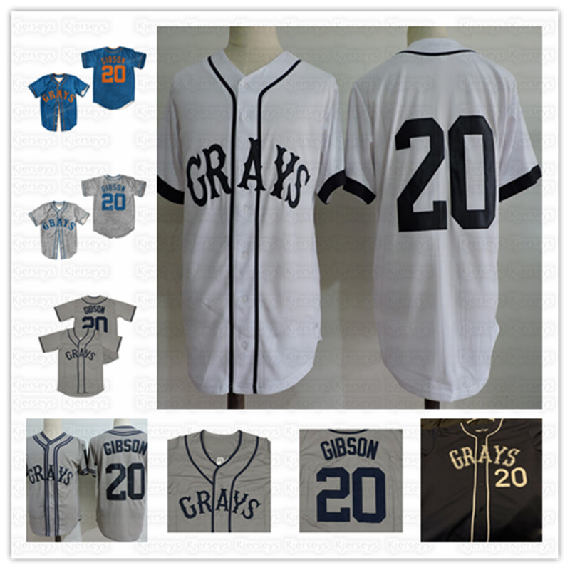 

Mens 20 Josh Gibson Grays JerseyS The Movie USA Negro Leagues Homestead Stitched film Baseball White grey S-3XL, Blue;black