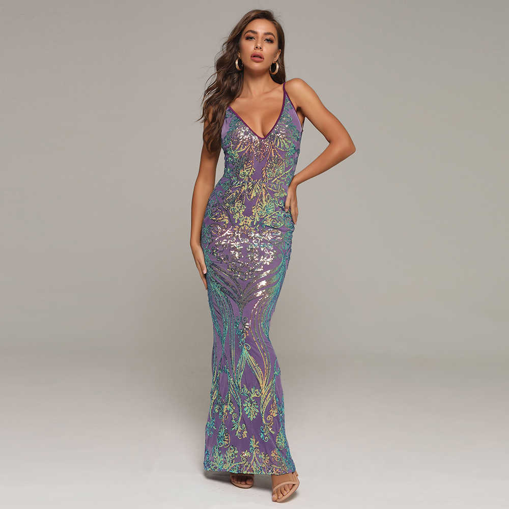 

Ocstrade Sequin Bodycon Dress Sexy Spaghetti Strap Purple Women Backless Club Evening Party 210527, Blue