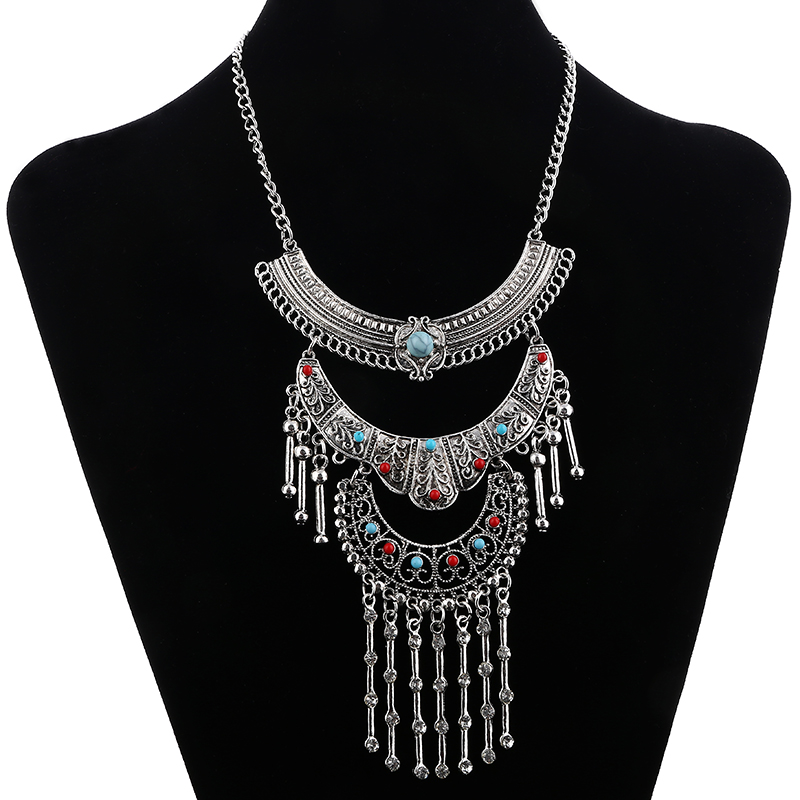 

Fashion Bohemian Maxi Collares Pendant Necklace Bar Crystal Tassel Statement Fine Jewelry Choker Vintage Collier Necklace