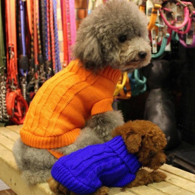 

Dog Apparel Pet Cat Winter Soild Color Sweater Keep Warming Puppy Woolen Wear 4 Sizes Supplies