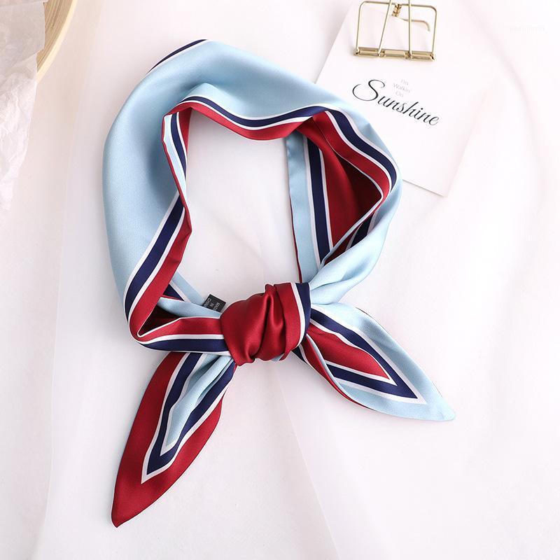 

Scarves CONTRAST Print Women Long Silk Scarf Small Handle Bag Ribbons Female Head Elegant Girl Foulard