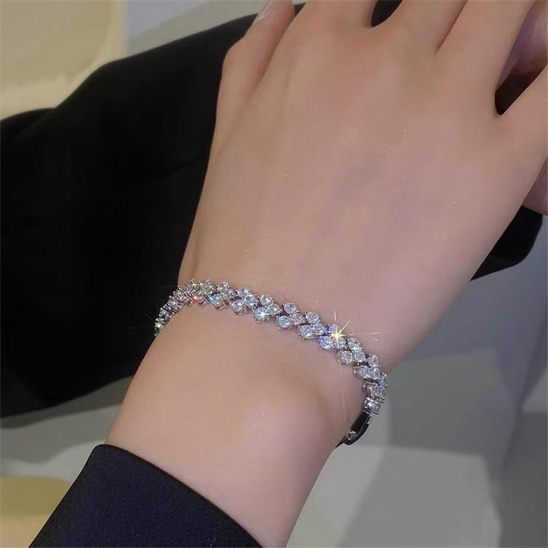

Link, Chain Summer Trendy Tiny White Black Crystal Bracelet For Women Girl Metal Geometric Charming Bangles Party Statement Jewelry