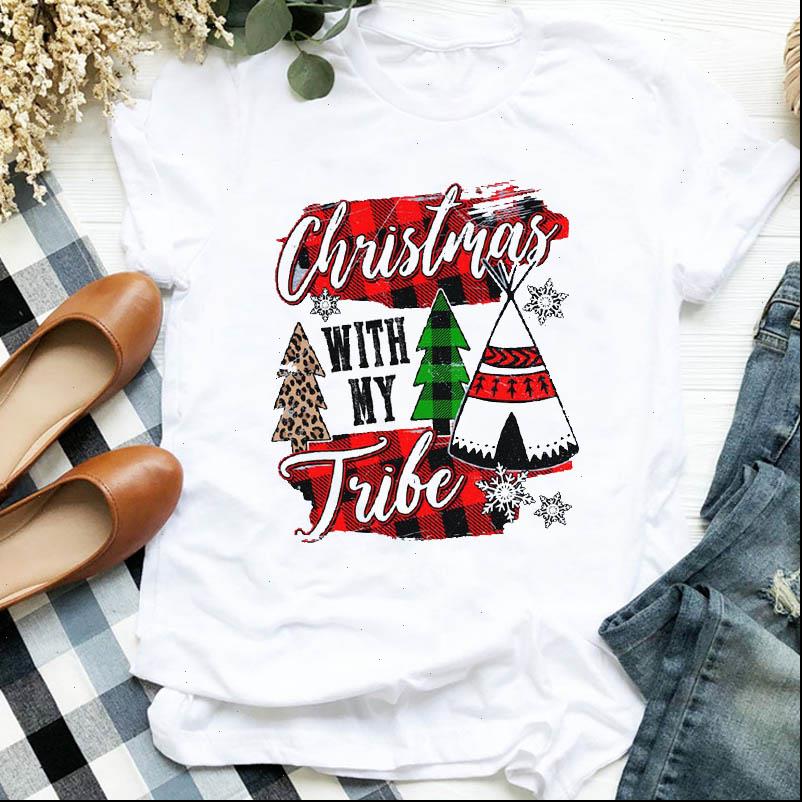 

Women T Shirt Lady Leopard Tree Plaid Love Girl Autumn Winter Merry Christmas Tshirt Top Graphic Clothes Tee, White