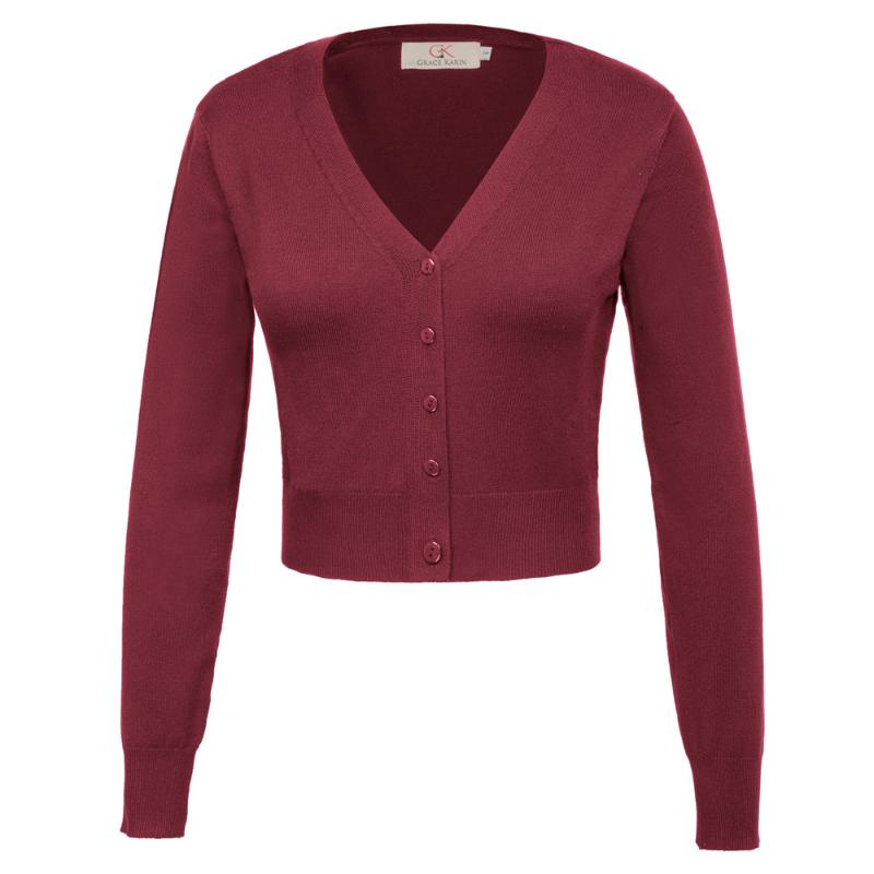 

Women's Jackets Women V-Neck Cropped Cotton Jumper Knitwear Knitting Coat Cardigan Jacket, Black;brown
