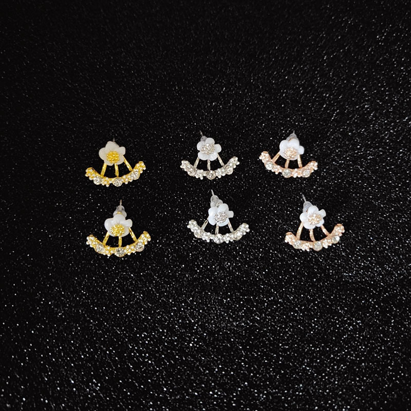

High Quality Anti Allergic Pure Jewelry S 925 Sterling Sier Daisy Flower Front And Back Two Sided Stud Earrings Ear Nail 533 Z2