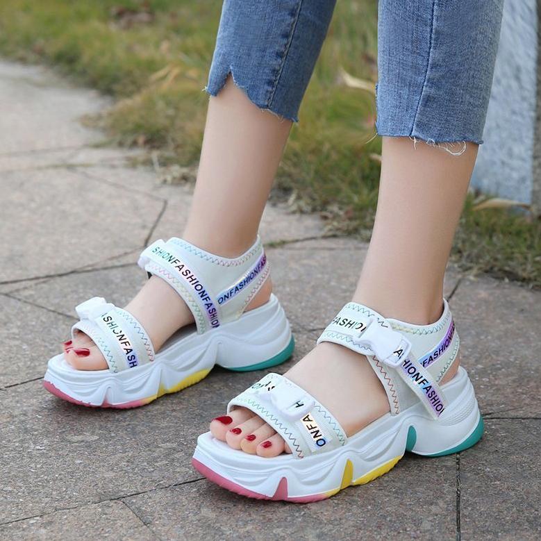 

Summer Chunky Sandals For Women Fashion Platform Sandal Ladies Designers Casual Wedges Female Brand Sneakers Dress Shoes, Black