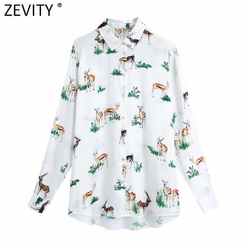 

Zevity Women Fashion Animal Printing Casual Satin Blouse Office Ladies Long Sleeve Business Shirts Chic Chemise Tops LS7503 210603, Bb ls7503g