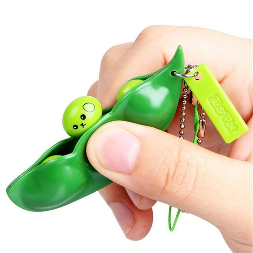 Cute Squishy Peas In A Pod Keyring Edamame Keychain Kawaii Bean Fidget Toy UK 
