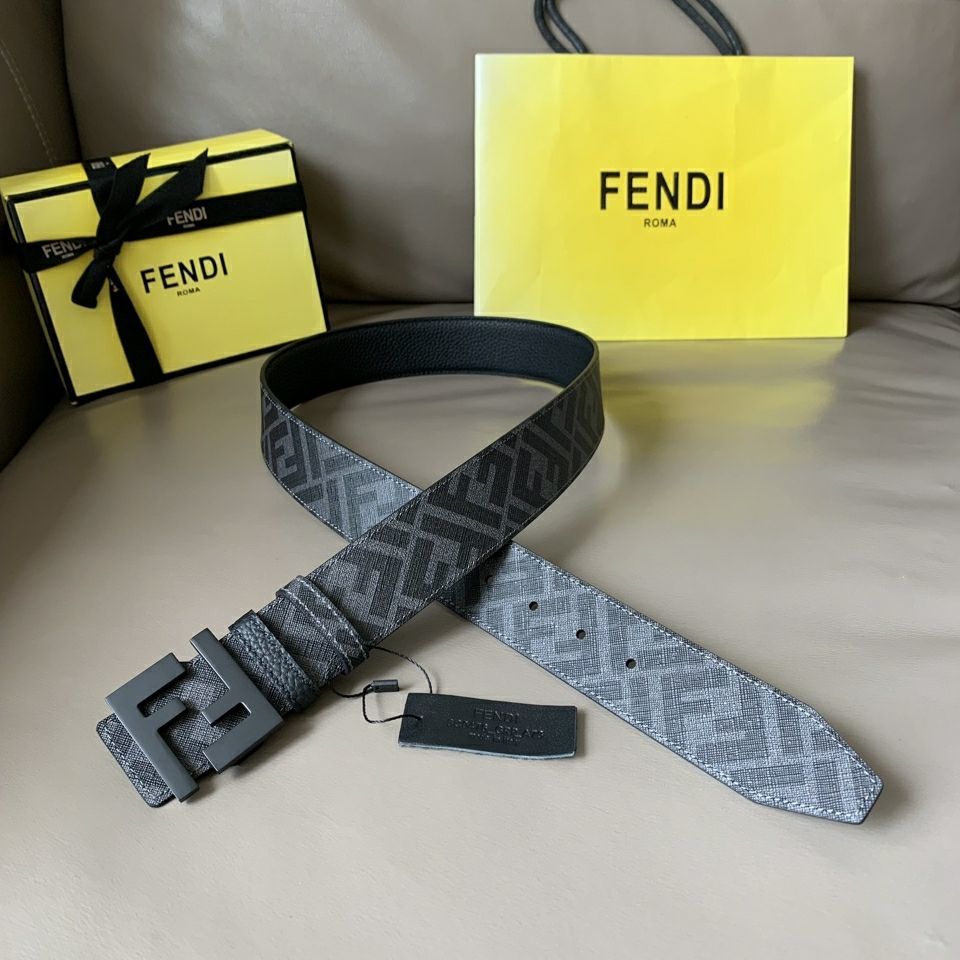 

Simone men's leisure belt star double-sided leather FF buckle, Black;brown