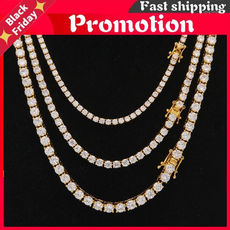 

Chains 3mm 4mm 5mm Round Cut Iced Out Cubic Zirconia Tennis Link Chain Hiphop Top Quality Cz Box Clasp Necklace Women Men Jewelry