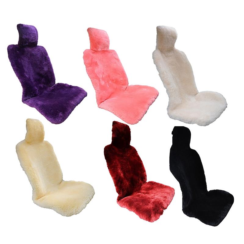 Housses de siège de voiture, taille universelle, accessoires de couverture, sièges avant en laine de mouton pour Automobiles