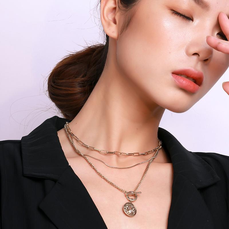 

Pendant Necklaces Retro European And American Coin Women's Jewelry Layered Accesories For Girls Clothing Aesthetic Gifts Fashion