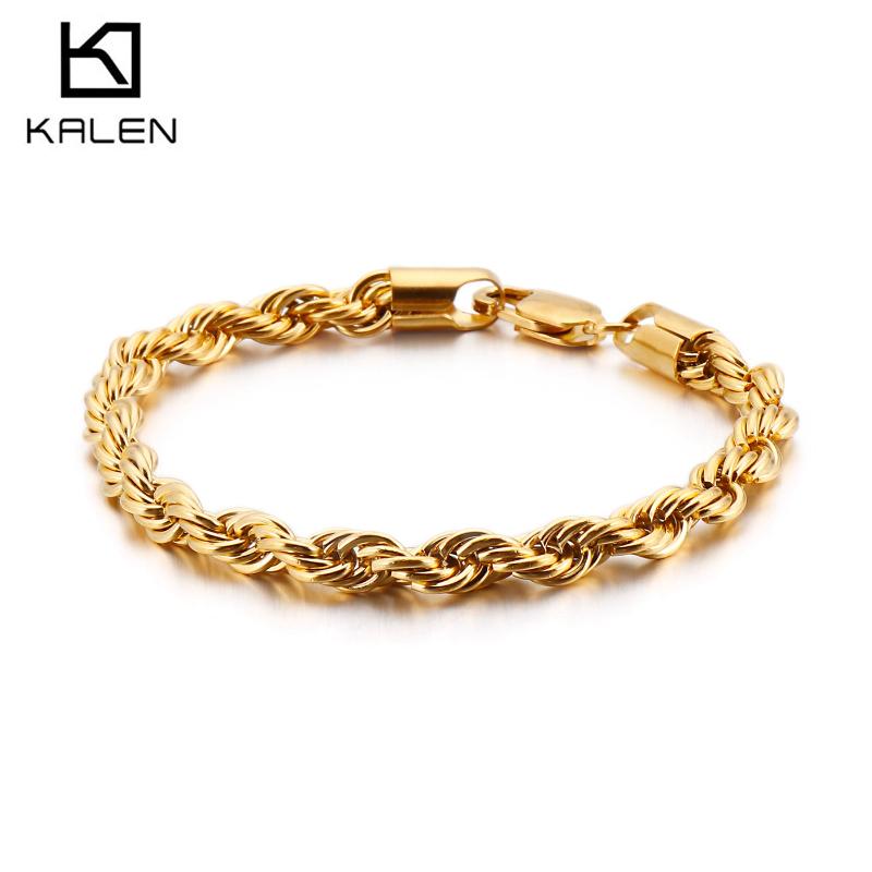 

Link, Chain 6mm Stainless Steel Rope Bracelet Men Simple Trendy Black/Gold/Silver Color