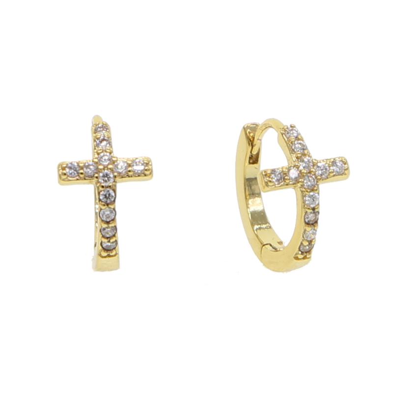 

Hoop & Huggie Sell Cute Romantic Small Cross Gold/Silver Color Lovely Shape Earrings For Women Party Girlfriend Gift