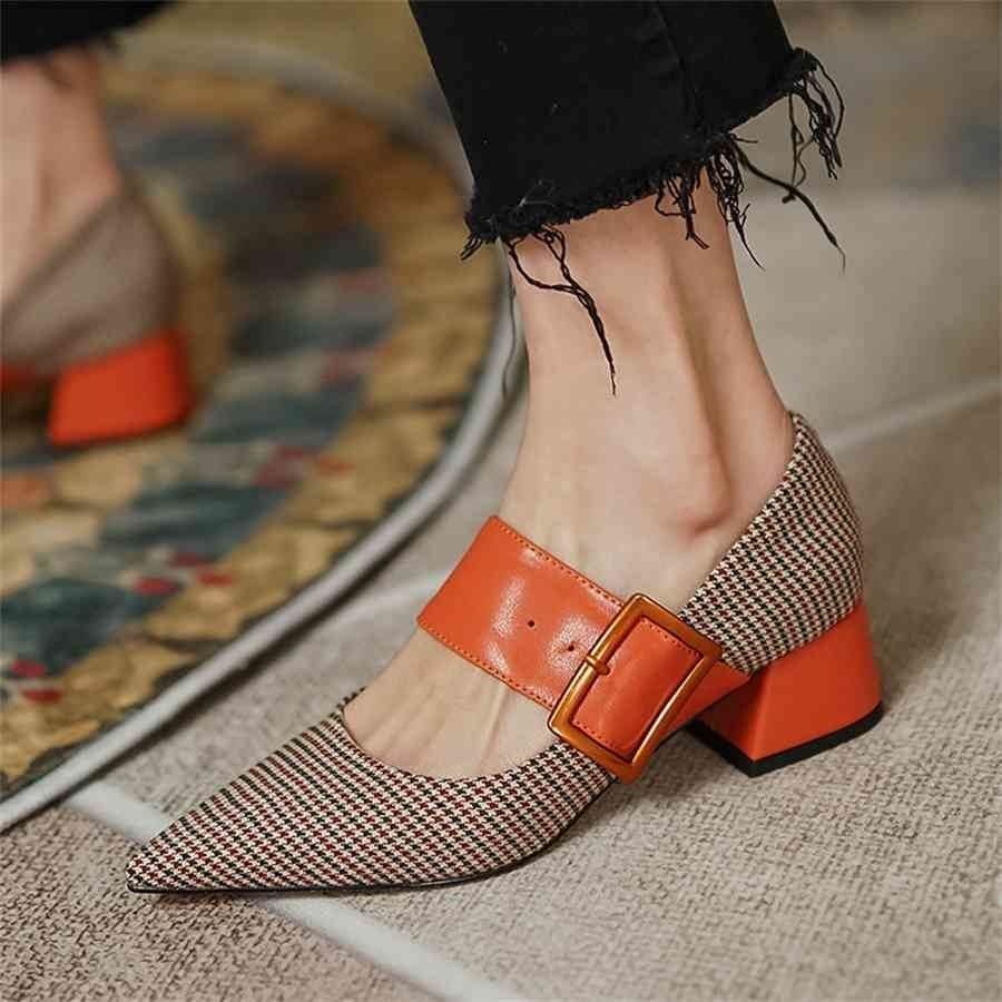 

Mary Jane Shoes Woman Fashion 2021 Spring Brand Design Women Pumps High Heels Femme Pointed Toe Party Ladies Shoes Heels Women, Orange
