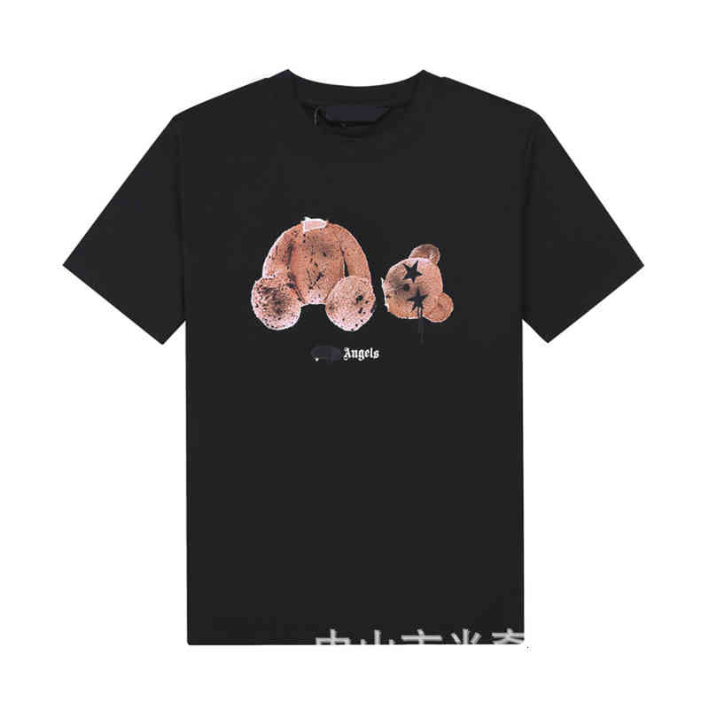 

Correct version 2021 autumn winter new PA palms angles embroidered broken head bear T-shirt for men and women 22, Black
