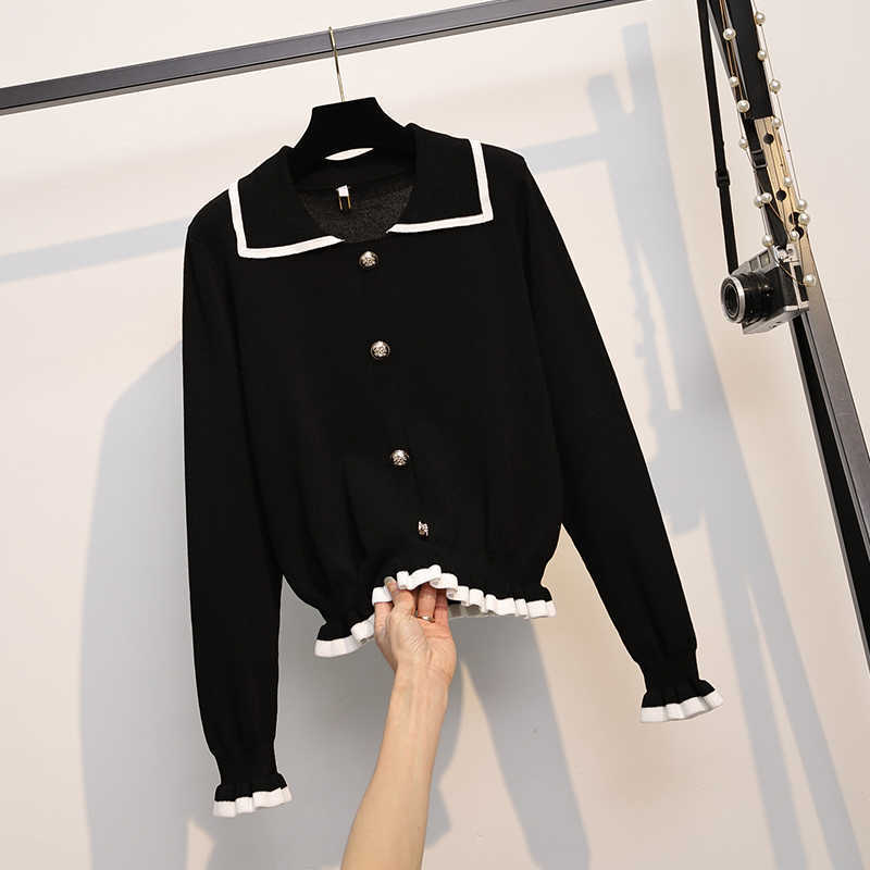 

Plus Size Women Sweaters Pullovers Soft Shirt Long Sleeve Korean Sweater Autumn Winter Solid Chic Tops jersey mujer 210604, Black