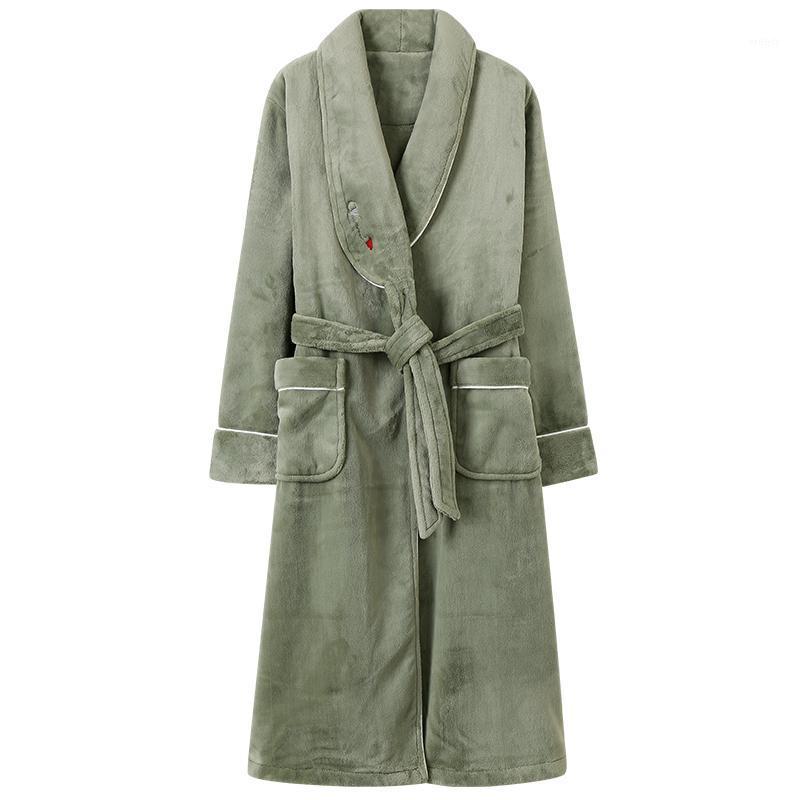 

Women's Sleepwear Women Fannel Robe Autumn Winter Warm Long Thicken Bathrobe With Belt Lounge Nightgown Home Clothes, Sd f815005