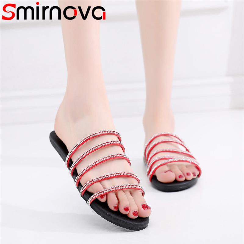 

Slippers Smirnova Big Size 33-43 Fashion Summer Arrival Shoes Woman Flat With Women Crystal Casual Comfortable Ladies, Black