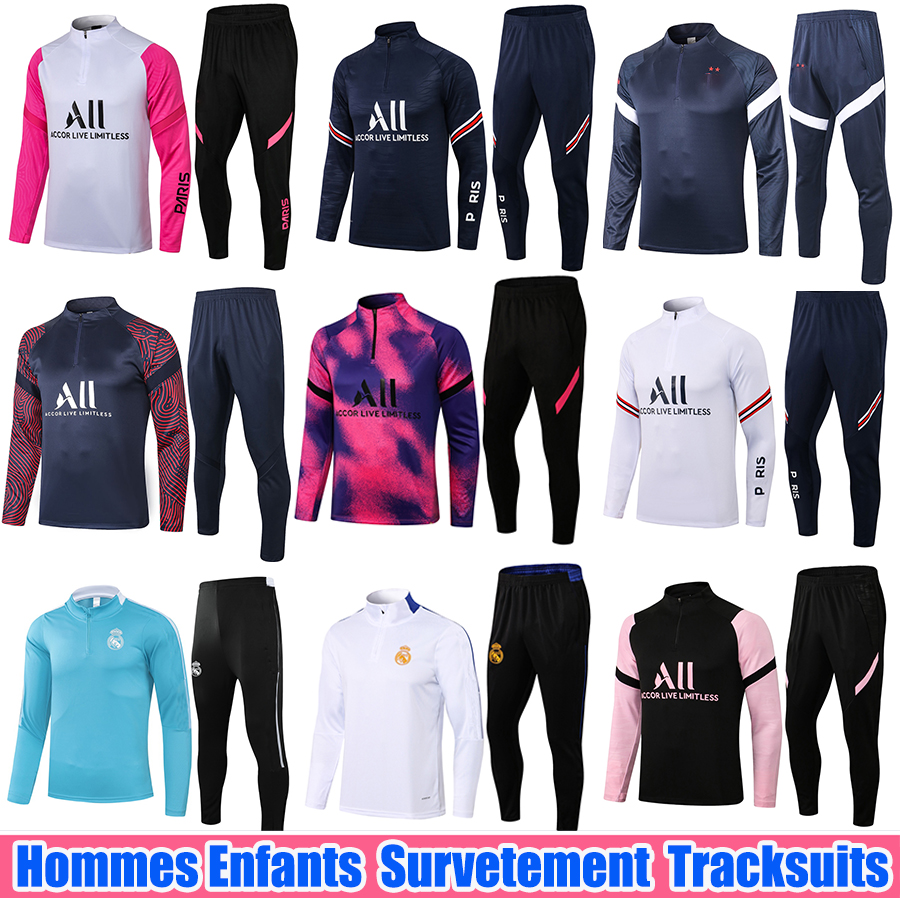 

2021 2022 MESSI Tracksuit Real Madrid Men Football Training Suits 20 21 22 HAZARD Soccer MBAPPE PARIS BENZEMA Survetement Maillots de Foot Enfants Kids Chandal Kit, Extra not product