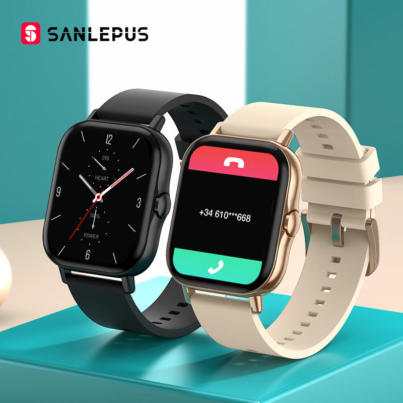 

SANLEPUS 2021 NEW 1.78 inch Smart Watch Dial Call Smartwatch Men Women Waterproof Wristwatch For GTS Android iOS Huawei 2g, Black