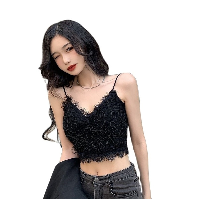 

L- fashion women's lace camisole inside and outside wear exquisite sexy tops plus size clothing 210520, White