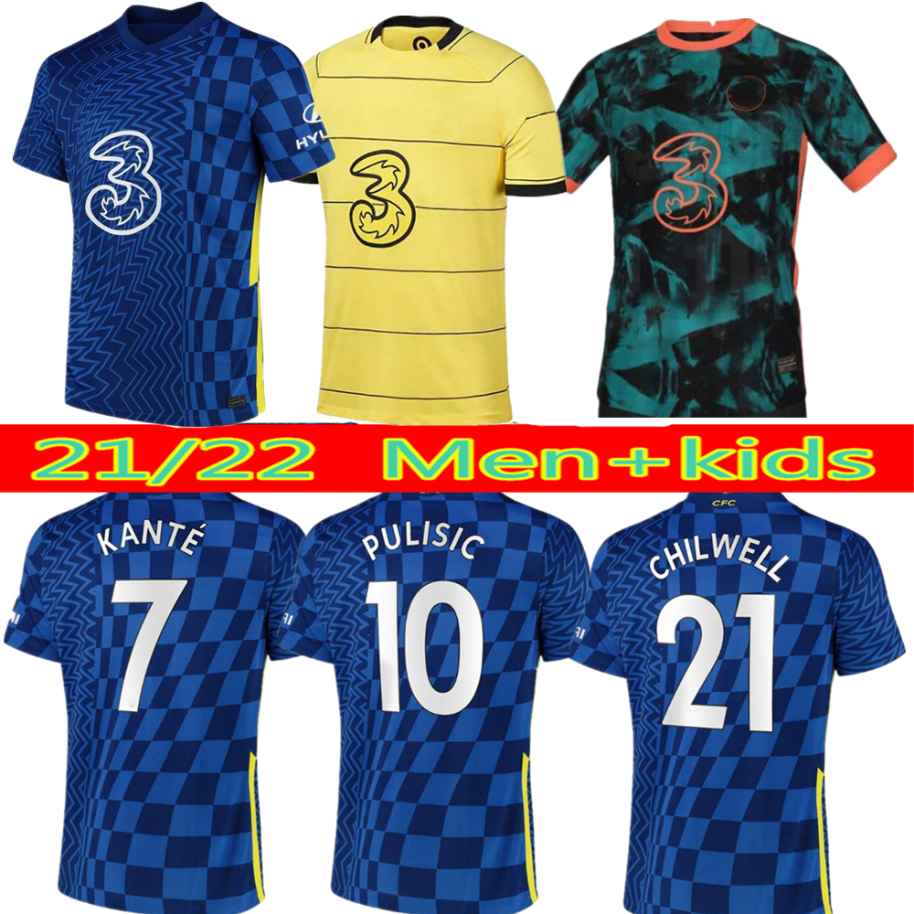 

CFC soccer jerseys ZIYECH PULISIC MOUNT KANTE HAVERTZ WERNER ABRAHAM CHILWELL GIROUD HUDSON-ODOI 2021 2022 football shirt 21 22 men + kids kit sets uniforms away yellow