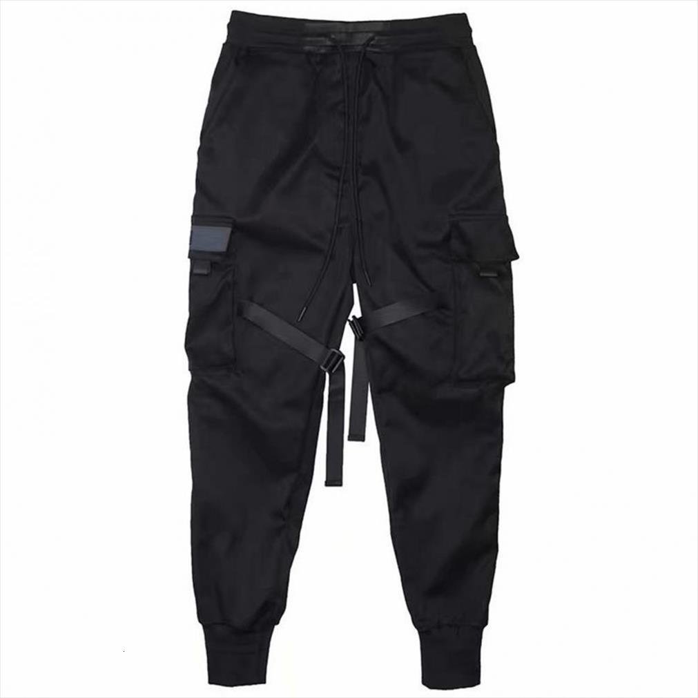 

trousers solid color multi pockets women pants slim ankle tied mid rise cargo for spring, Black