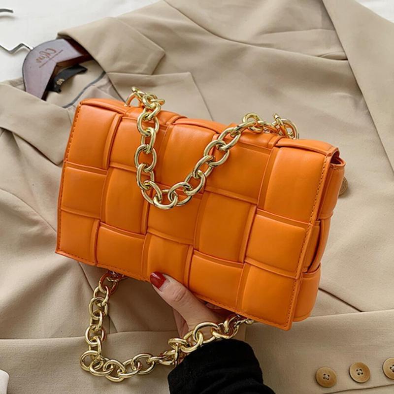 

Bag Flap Woven Crossbody Bag 2020 Fashion New High Quality Pu Leather Women's Designer Handbag Chain Tote Shoulder Messenger, Blue