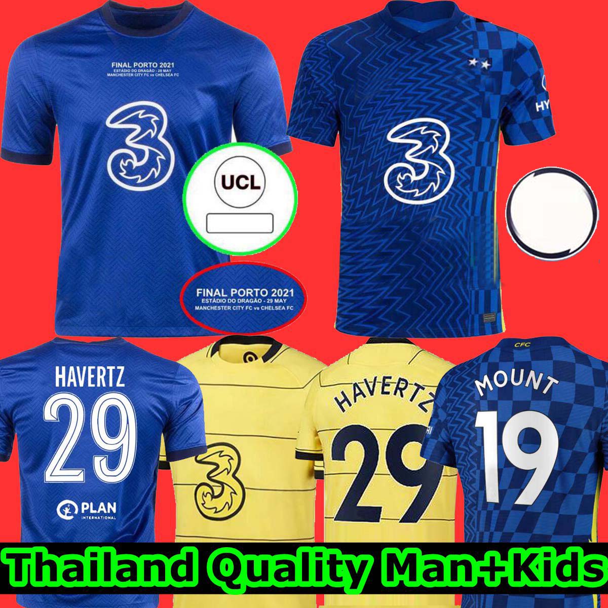 

CFC soccer jerseys ZIYECH PULISIC MOUNT KANTE HAVERTZ WERNER ABRAHAM CHILWELL GIROUD HUDSON-ODOI 2021 2022 football shirt 21 22 men + kids kit sets uniforms away yellow, Adult 20-21 away man+patch