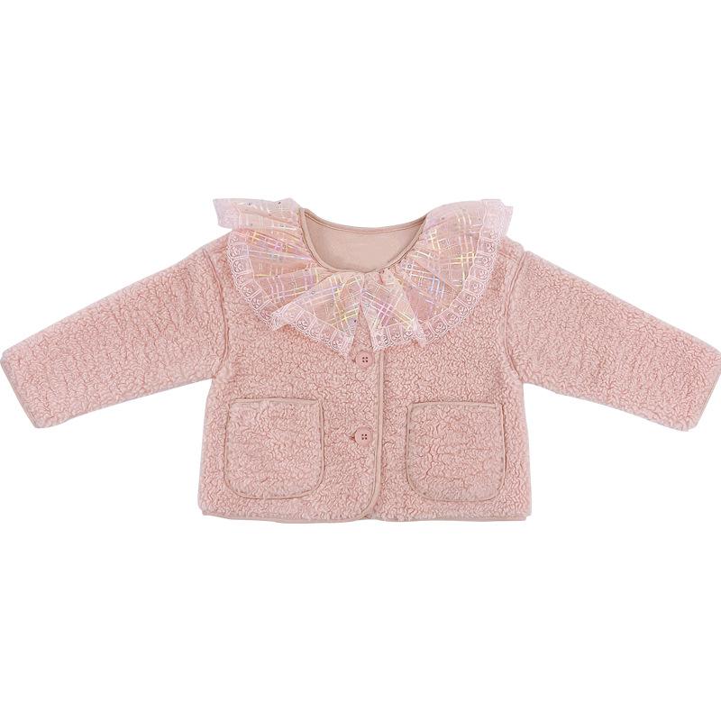 

Jackets WLG Girls Winter Clothes Kids Pink Velvet Thick Mesh Coats Baby Girl Cute All Match Outerwear For 1-5 Years, Blue;gray