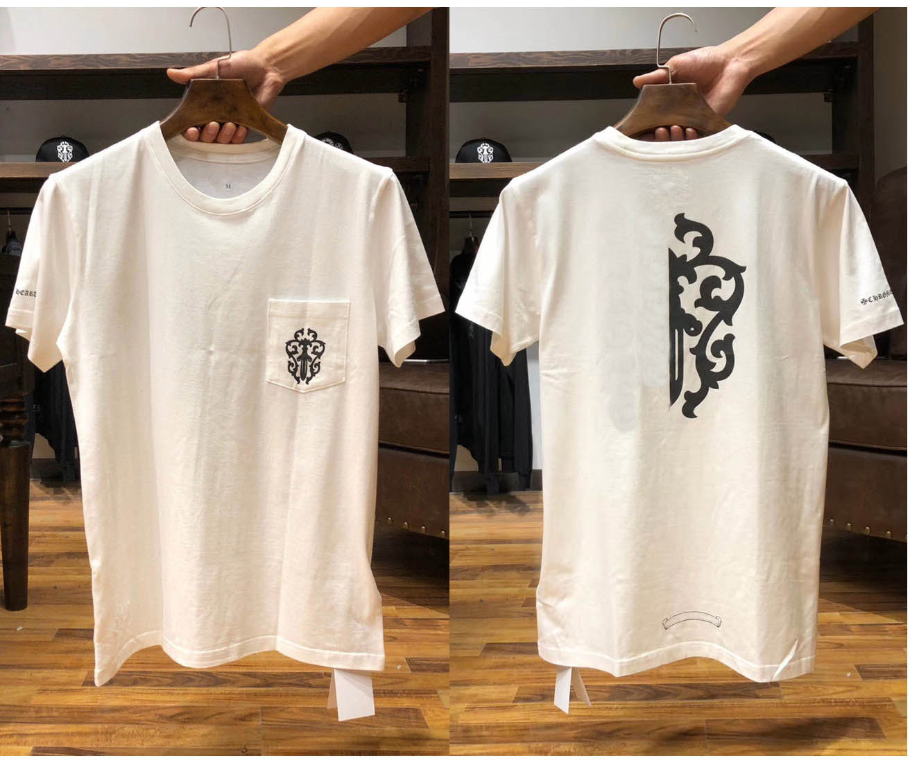 

Summer T Shirt High Quality Blackletter Letter Pattern Printed Classic Mens Woman Tees 6 Styles, White;black
