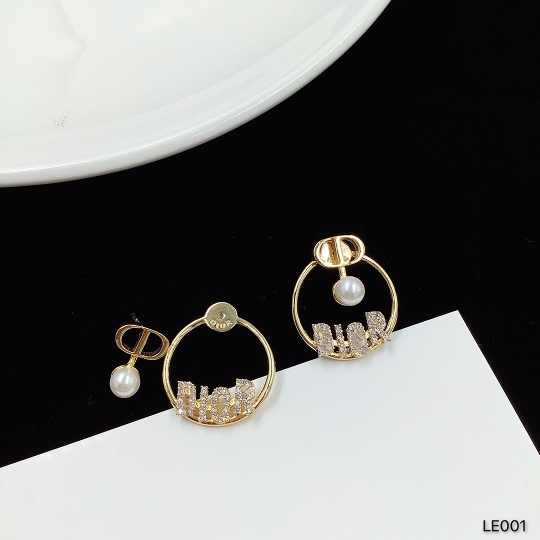 

Wholesale high quality luxury designer earrings for ladies silver fashion round earrings minimalist inlaid zircon D-shaped earrings