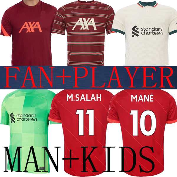 

21 22 Men + kids kit LVP M.SALAH VIRGIL FIRMINO soccer jerseys home away GOALKEEPER third MANE HENDERSON Player version SHAQIRI A.BECKER DIOGO J. 2021 2022 football shirt, Home player 1