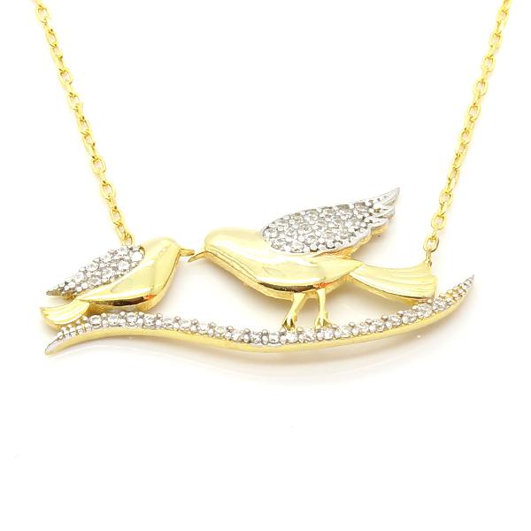 

Chains 925 Silver Gift Bird Branch Stylish Necklace Animal Present Accessory Trendy For Women Turkish Jewelry