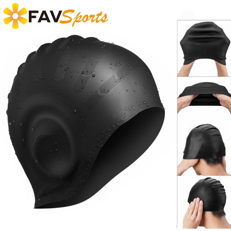 

Colors Elastic Waterproof Silicone Swim Cap/Hat Sports Long Hair Cover Ears Protective Pool Hat Cap Swimming Caps