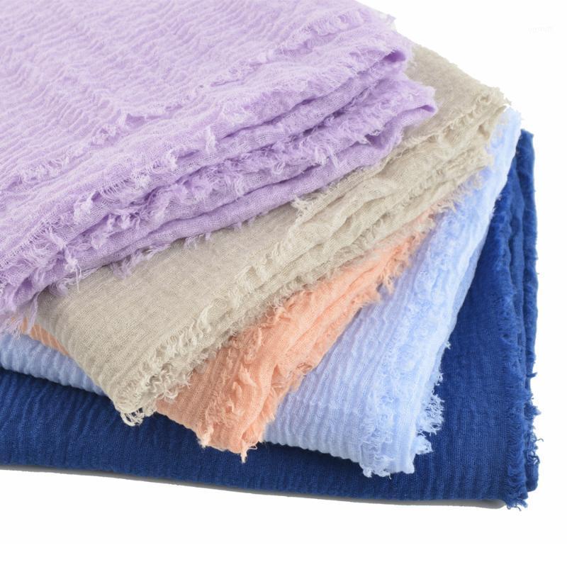 

Scarves One Pc Sale Women Crinkle Plain Wrinkle Wrap,cotton Muslim Hijab Sjaal,soft Foulard Viscose Maxi Scarves,solid Hair Head Scarf, Blue;gray