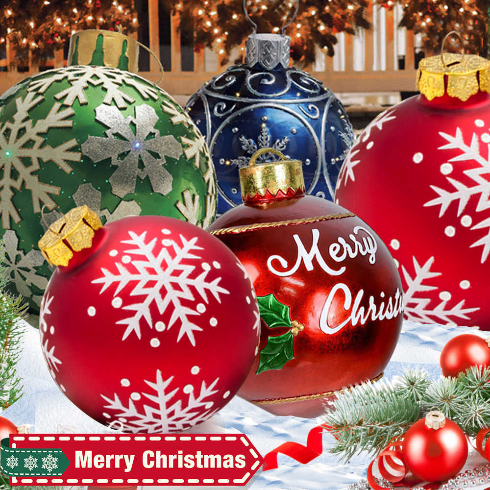

1PC 60cm Christmas Balls Christmas Tree Decorations Outdoor Atmosphere PVC Inflatable Toys For Home Christmas Gift Ball Xmas P0828