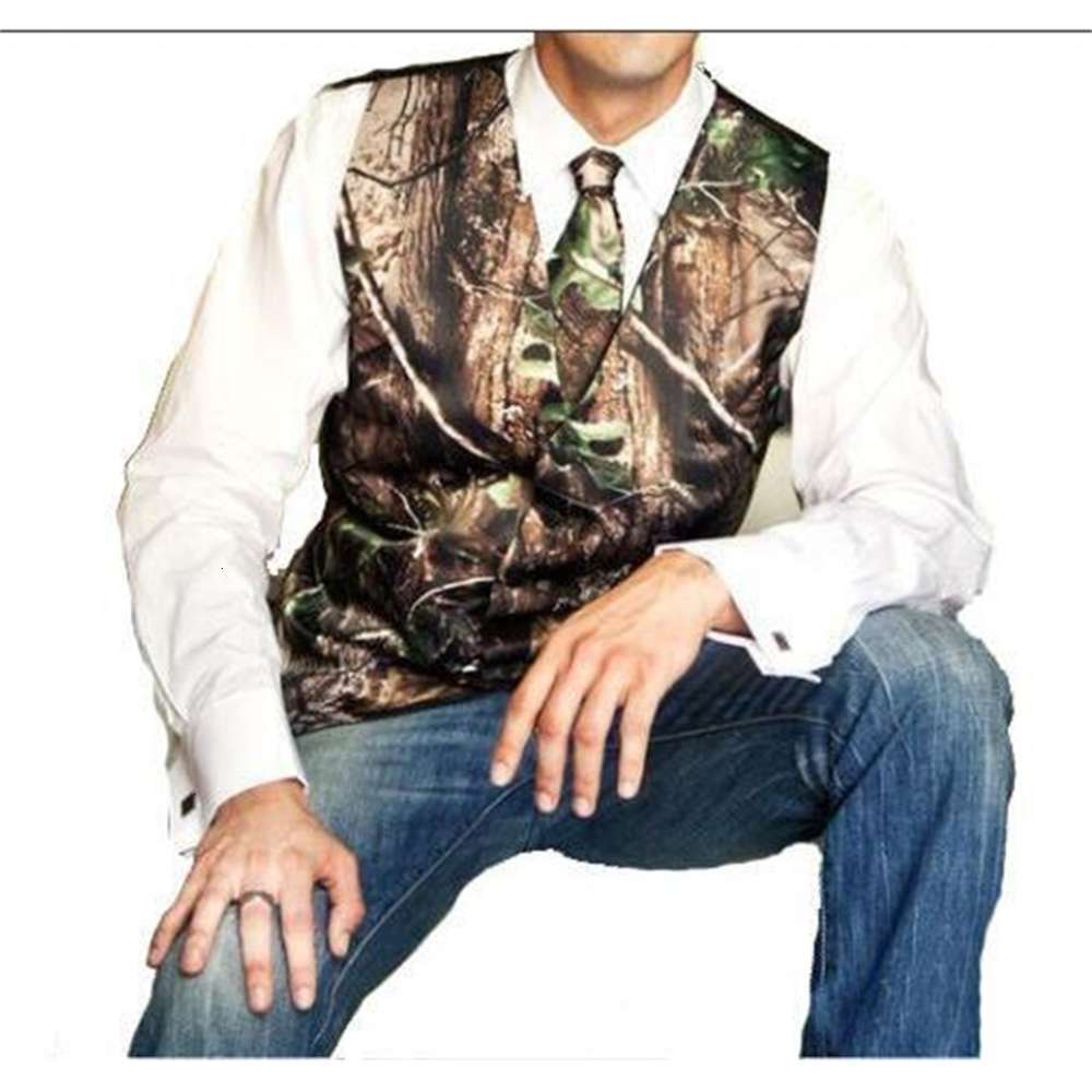 

Camo Wedding Party Vests Best Man Custom Made Groom Vests Slim Fit Men's Vests Prom Wedding Dress Waistcoat Plus Size In Stock Hunter, Black;white