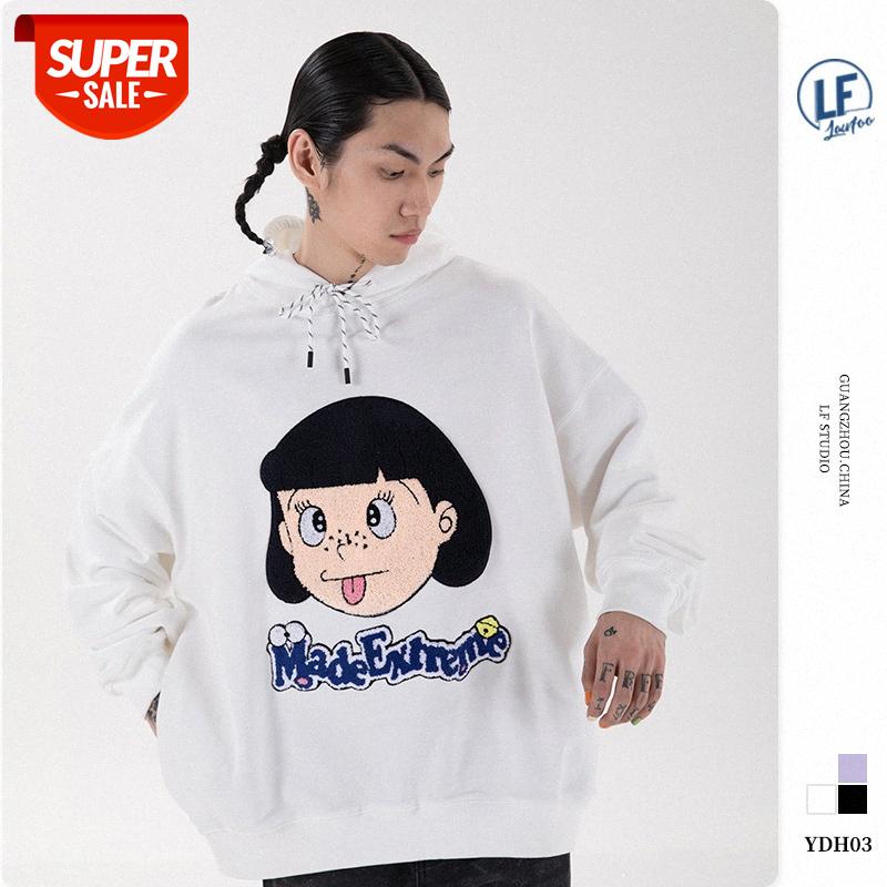 

LawFoo men's funny girl flocking embroidery loose sweater #w084, Black
