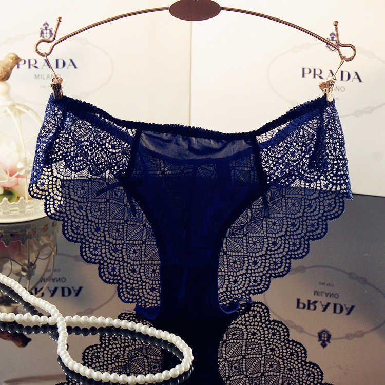 

briefs panties women's lace low waist traceless transparent, Black;white