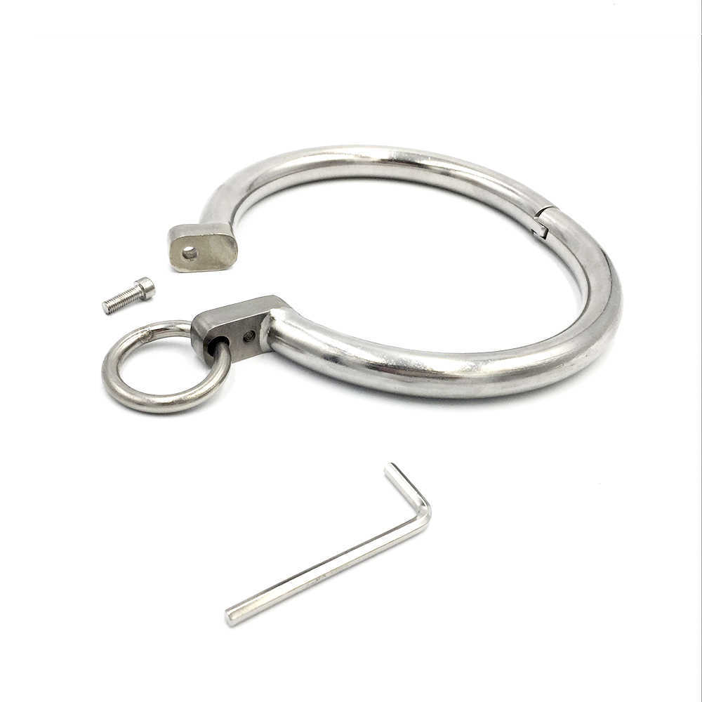 2022 adultshop Ring Steel Necklet Collar Metal Neck Exquisite Stainless Restraint Locking Pins Adult Bondage Bdsm Sex Games Toy For Male Female-image-749245845