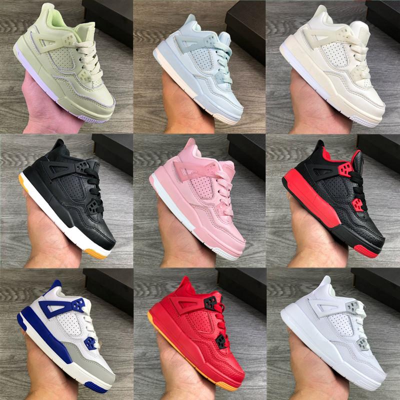 

Kid Jumpman 4s Grey Pink Green Basketball Shoes Children Outdoor Sports Sneakers Sail Muslin White Black 4 Athletic Sneaker, Color 4