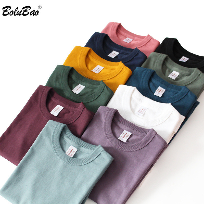 

BOLUBAO brand Men Solid Color T-Shirt Men Cotton Harajuku Casual T Shirt O-Neck Short Sleeve Tee Shirts Male Clothing 210518, Baise