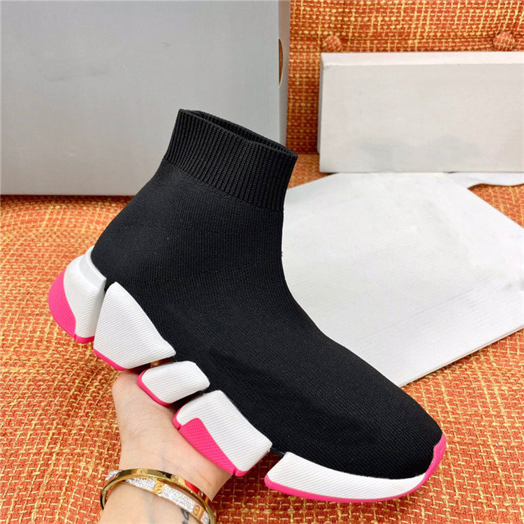 

Speed 2.0 Sneaker Men Woman Shoes 2021 Luxurys Designers Runners Trainer Sock Sports Casual Shoe In Black Recycled Knit, 10
