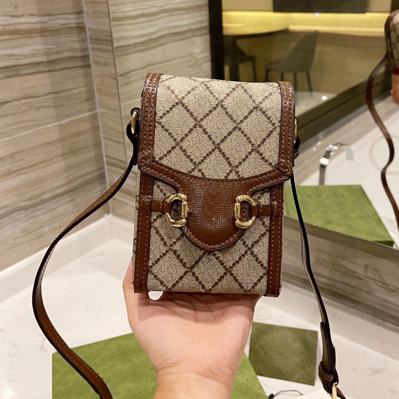 

Mobile phone bags 1955 bag G Fashion women CrossBody Handbag Quality luxurys Top designers Clutch lady Shoulder purse Handbags Metallic printing Leather purse, No bags