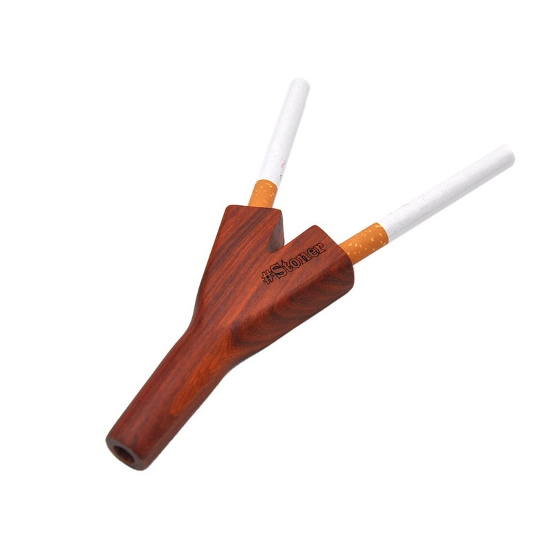 

Smoking Accessories Portable wood pipe Handmade Solid straight double hole cigarette holder wooden pipes